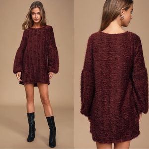 Lulus Couldn't Be Sweeter Fuzzy Knit Sweater Dress